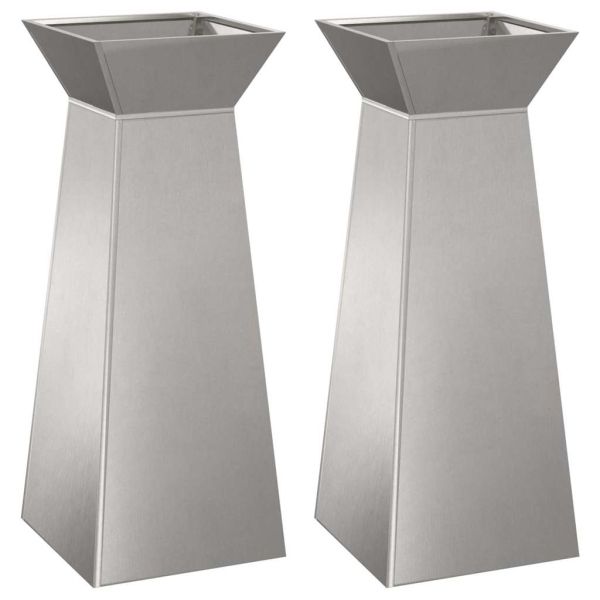 Саксия с колона 2 pcs Сребрист 40 x 40 x 100 cm