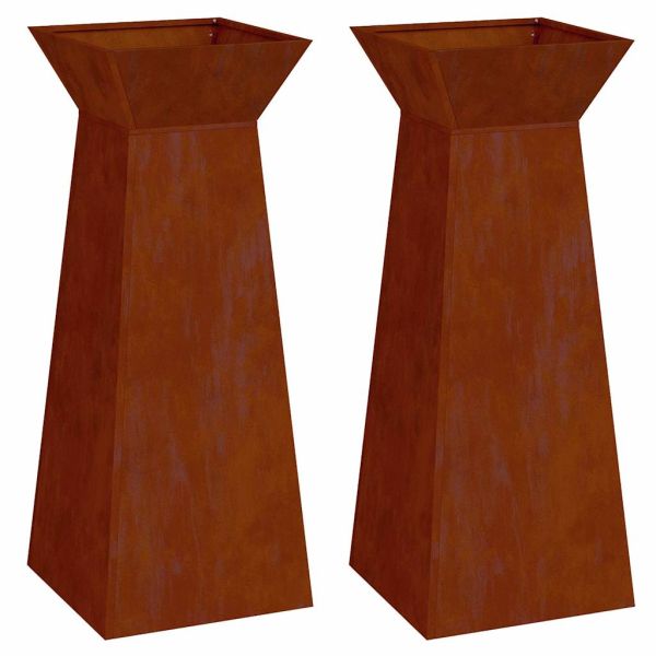 Саксия с колона 2 pcs Сребрист 40 x 40 x 100 cm