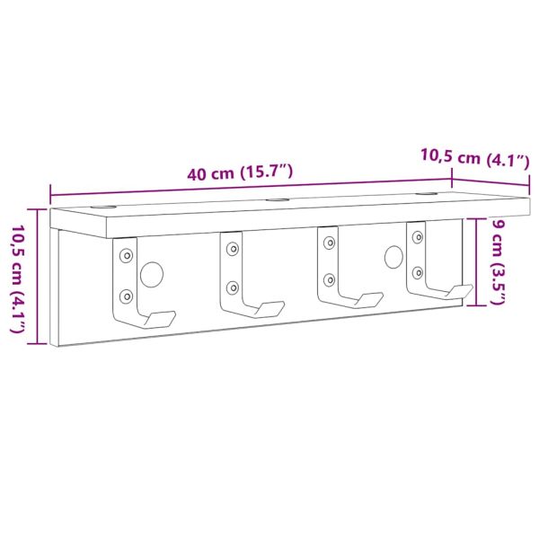 Стенен закачалка за палта Черния дъб 40 x 10,5 x 10,5 см