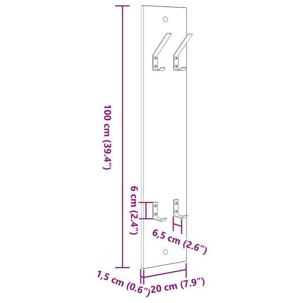 Стенен закачалка за палта Сив Сонома 20 x 1,5 x 100 см