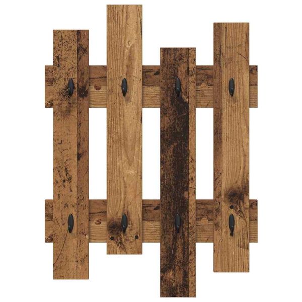 Стенен закачалка за палта Старо дърво 60 x 3 x 82 см