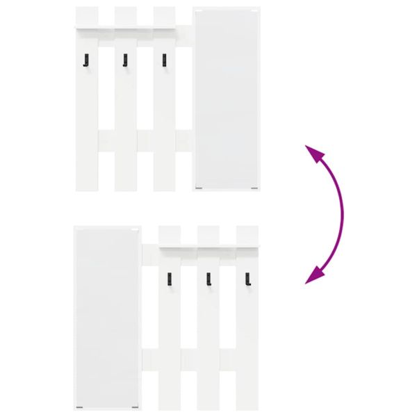Стенен закачалка за палта със съхранение Бяло 100 x 10 x 100 см
