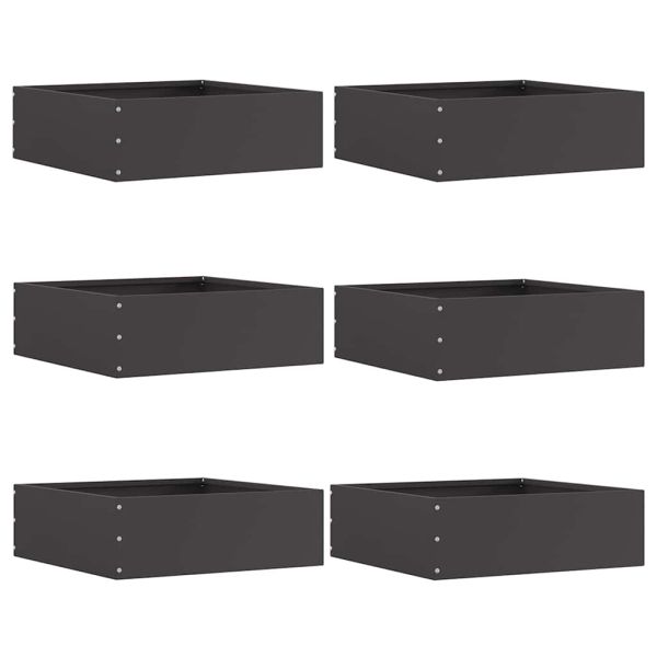 Ограда за трева 6 pcs Черно 40 x 40 x 13 cm Стомана