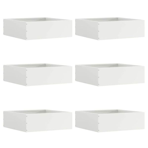Ограда за трева 6 pcs Бяло 40 x 40 x 13 cm Стомана