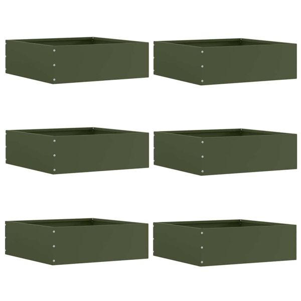 Ограда за трева 6 pcs Маслинено зелено 40 x 40 x 13 cm Стомана