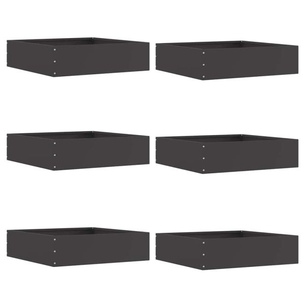Ограда за трева 6 pcs Черно 50 x 50 x 13 см Стомана