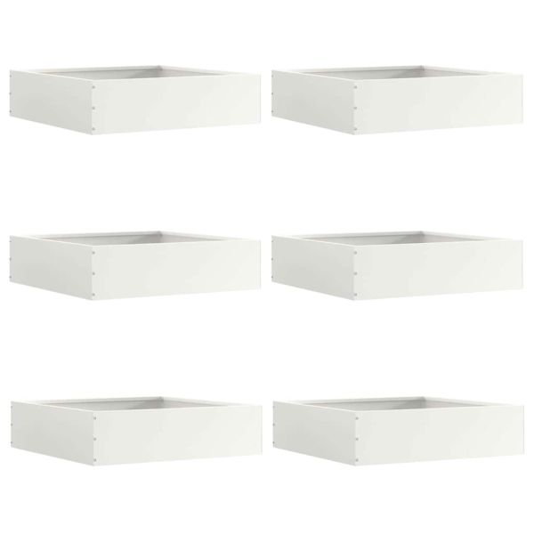 Ограда за трева 6 pcs Бяло 50 x 50 x 13 см Стомана