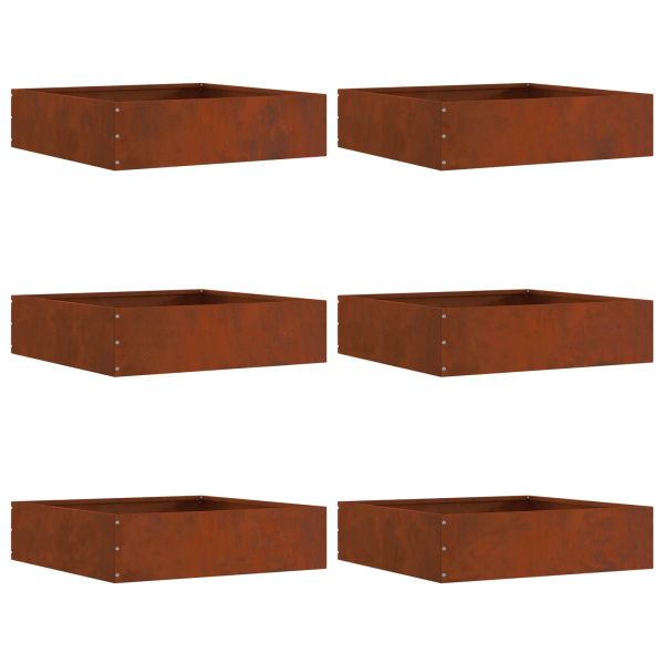 Ограда за трева 6 pcs Ръждясало 50 x 50 x 13 см