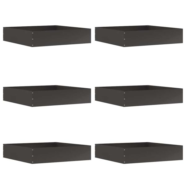 Ограда за трева 6 pcs Черно 60 x 60 x 13 см Стомана