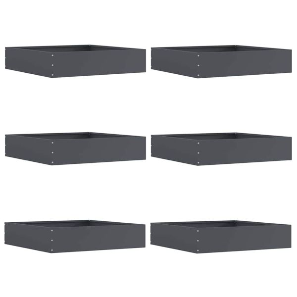 Ограда за трева 6 pcs Антрацит 60 x 60 x 13 см Стомана