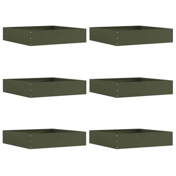 Ограда за трева 6 pcs Маслинено зелено 60 x 60 x 13 см Стомана