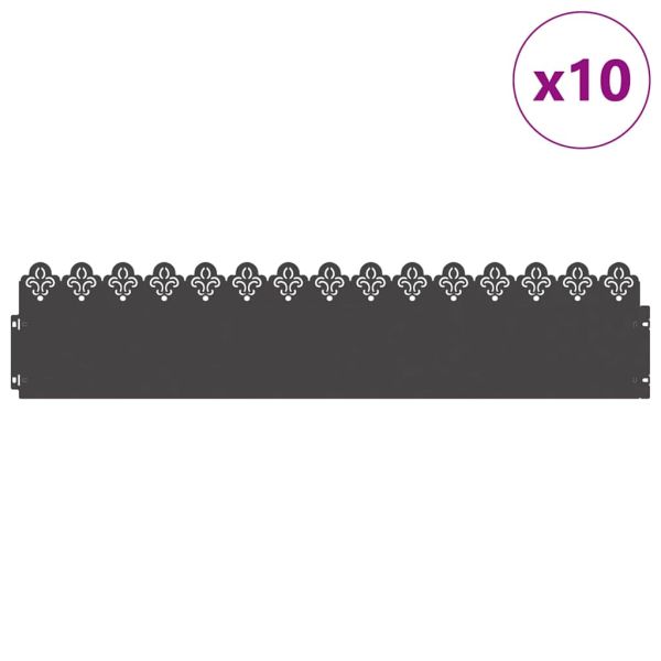 Ограничители за тревни площи 10 pcs Черно 103 x 0,05 x 22 см