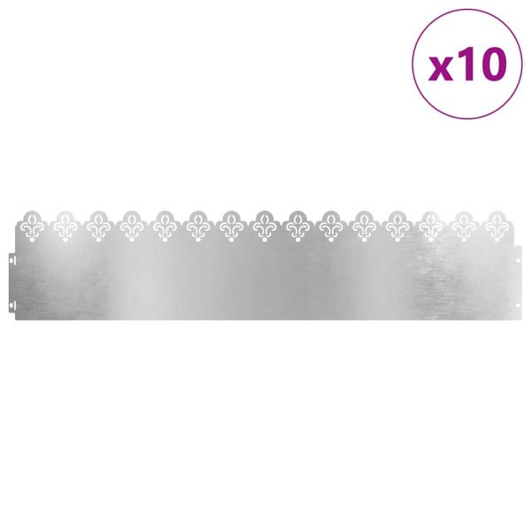 Ограничители за тревни площи 10 pcs Сребрист 103 x 0,05 x 22 см