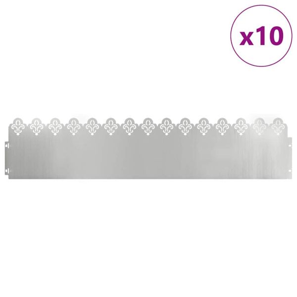 Ограничители за тревни площи 10 pcs Сребрист 103 x 0,05 x 22 см