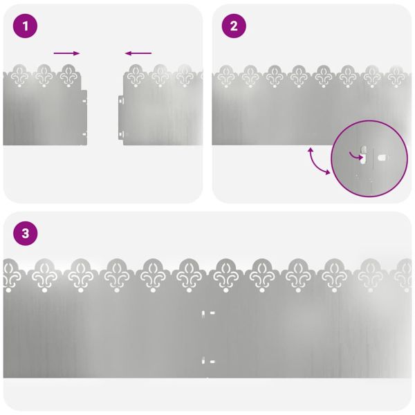 Ограничители за тревни площи 10 pcs Сребрист 103 x 0,05 x 22 см