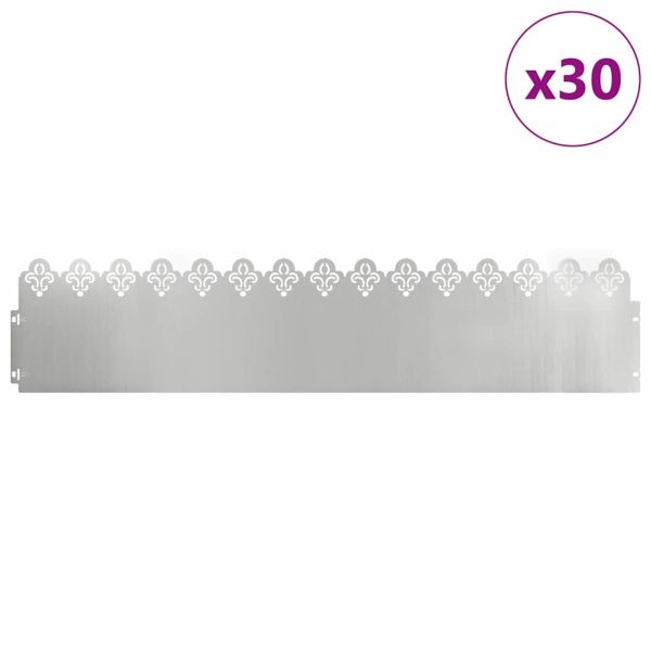 Ограничители за тревни площи 30 pcs Сребрист 103 x 0,05 x 22 см