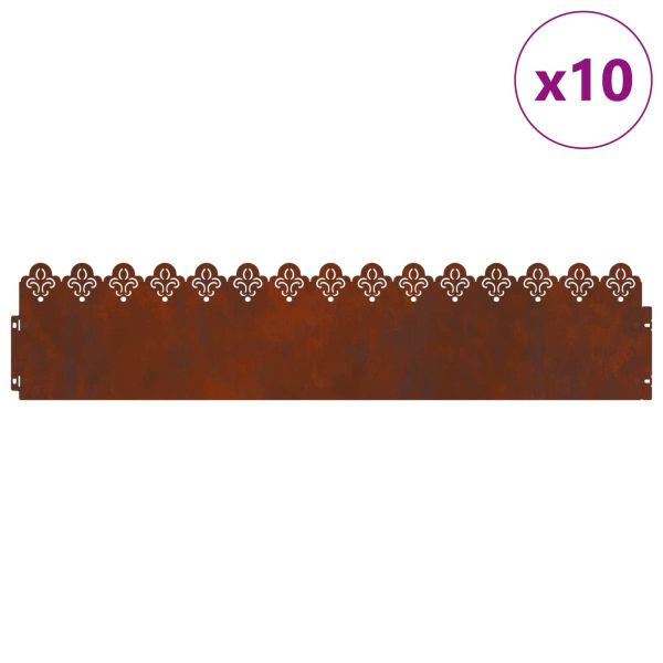 Ограничители за тревни площи 10 pcs Ръждясало