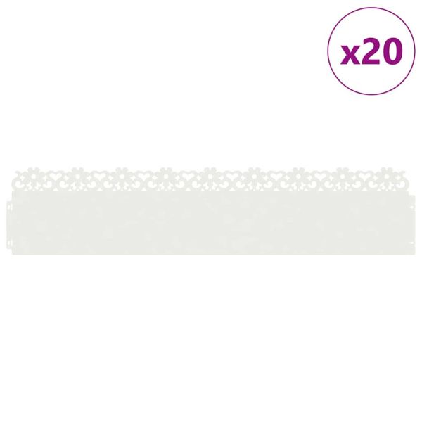Ограничители за тревни площи 20 pcs Бяло 103 x 0,05 x 22 см