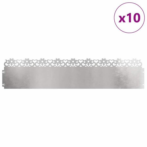 Ограничители за тревни площи 10 pcs Сребрист 103 x 0,05 x 22 см