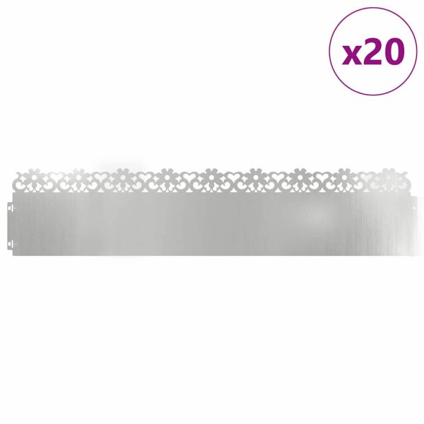 Ограничители за тревни площи 20 pcs Сребрист 103 x 0,05 x 22 см