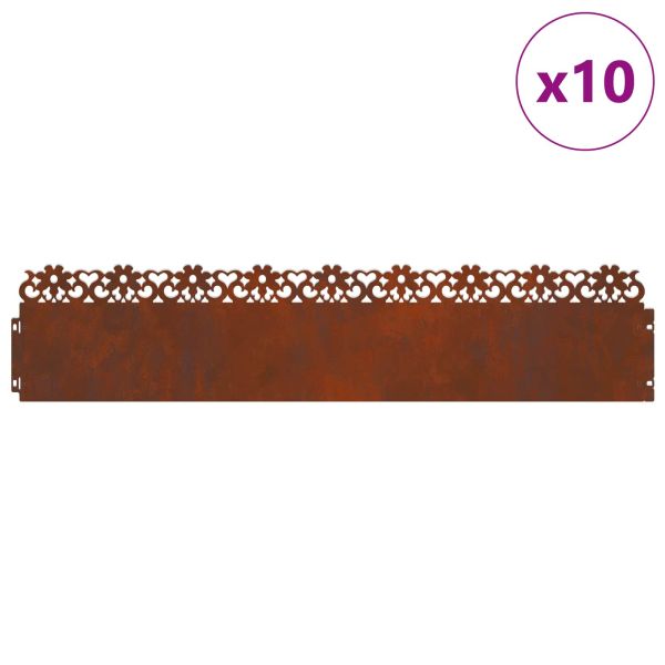 Ограничители за тревни площи 10 pcs Ръждясало