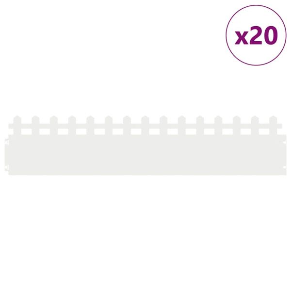 Ограничители за тревни площи 20 pcs Бяло 103 x 0,05 x 22 см