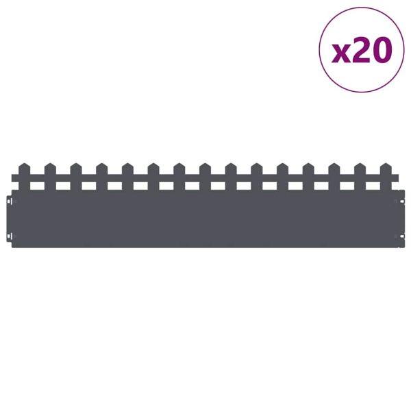 Ограничители за тревни площи 20 pcs Антрацит 103 x 0,05 x 22 см