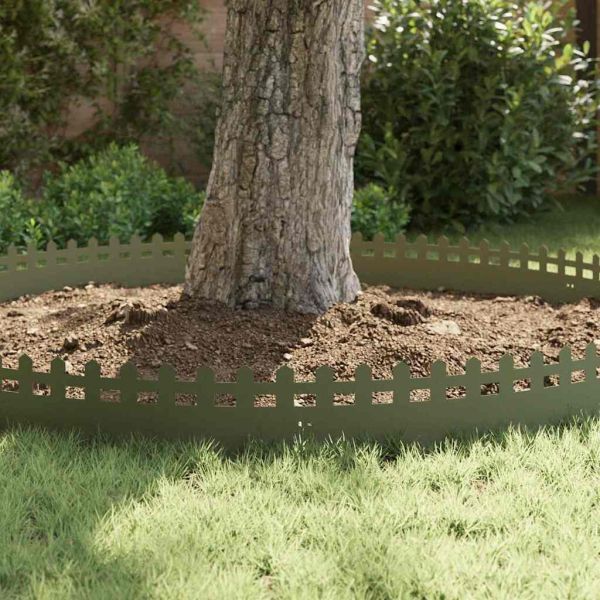 Ограничители за тревни площи 10 pcs Маслинено зелено Стомана