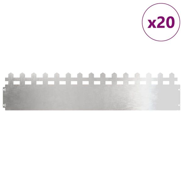 Ограничители за тревни площи 20 pcs Сребрист 103 x 0,05 x 22 см