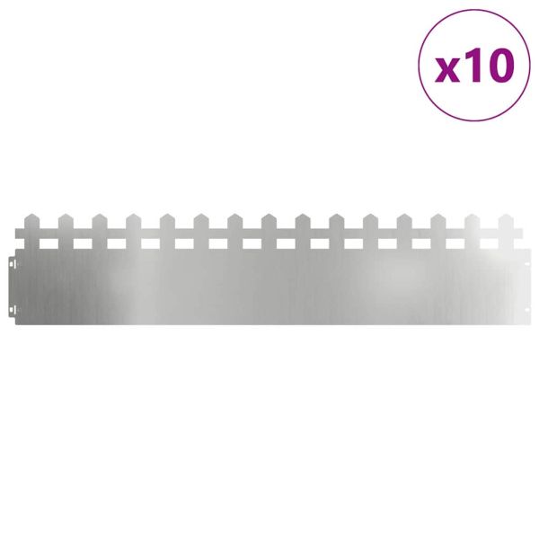 Ограничители за тревни площи 10 pcs Сребрист 103 x 0,05 x 22 см