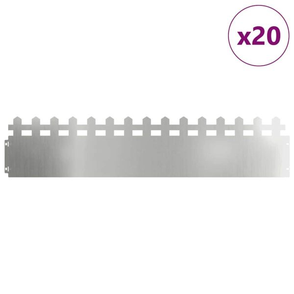 Ограничители за тревни площи 20 pcs Сребрист 103 x 0,05 x 22 см