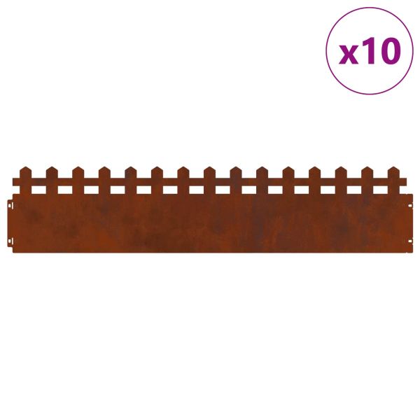 Ограничители за тревни площи 10 pcs Ръждясало