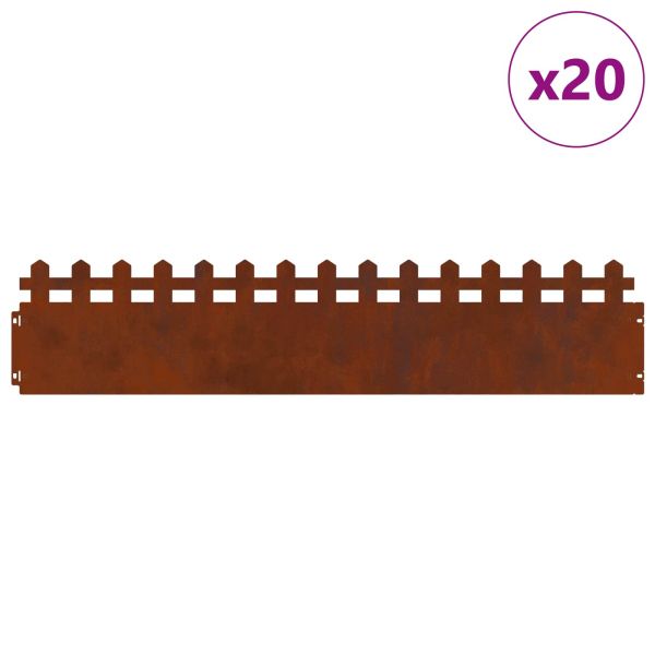 Ограничители за тревни площи 20 pcs Ръждясало
