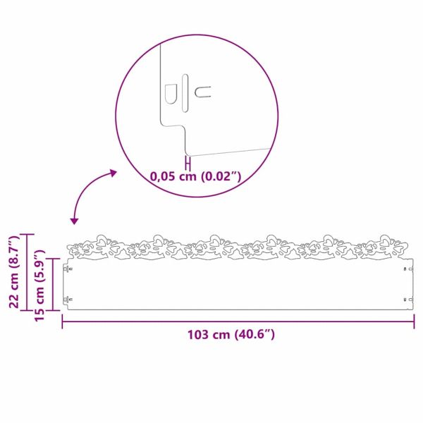 Ограничители за тревни площи 10 pcs Черно 103 x 0,05 x 22 см