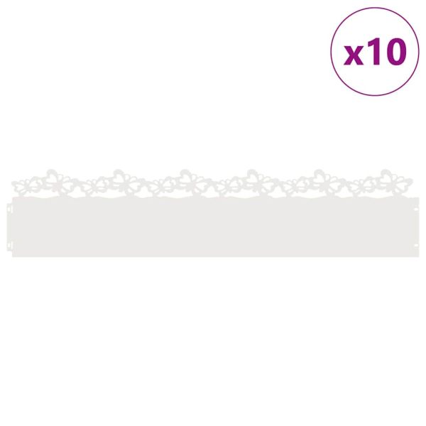 Ограничители за тревни площи 10 pcs Бяло 103 x 0,05 x 22 см