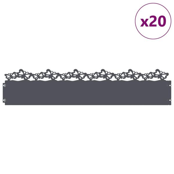 Ограничители за тревни площи 20 pcs Антрацит 103 x 0,05 x 22 см
