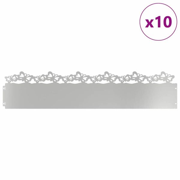 Ограничители за тревни площи 10 pcs Сребрист 103 x 0,05 x 22 см