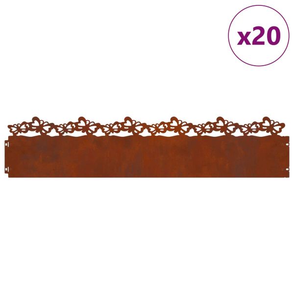 Ограничители за тревни площи 20 pcs Ръждясало