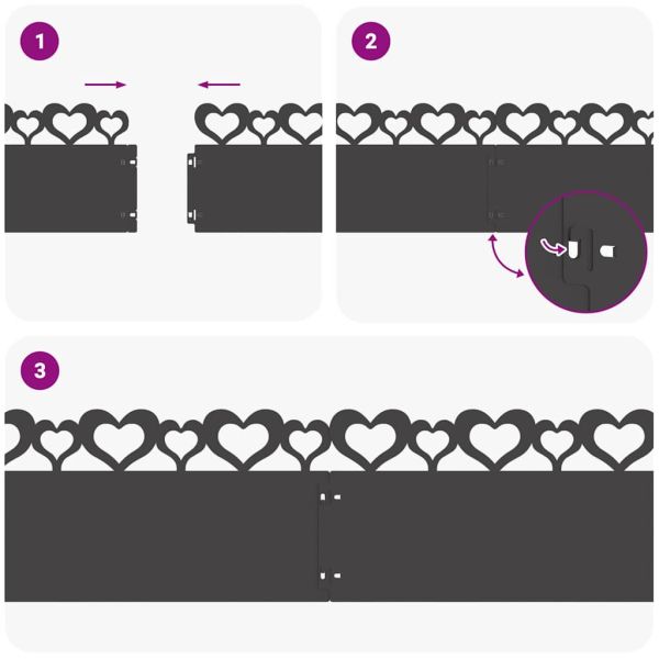 Ограничители за тревни площи 10 pcs Черно 103 x 0,05 x 22 см