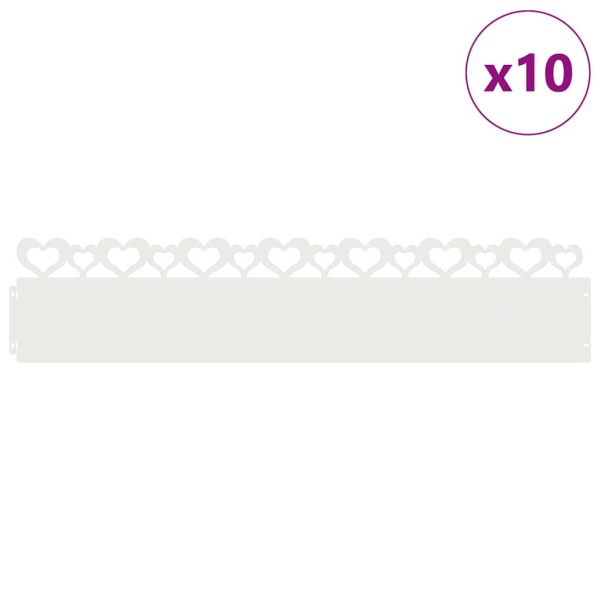Ограничители за тревни площи 10 pcs Бяло 103 x 0,05 x 22 см