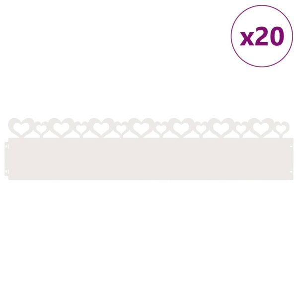 Ограничители за тревни площи 20 pcs Бяло 103 x 0,05 x 22 см