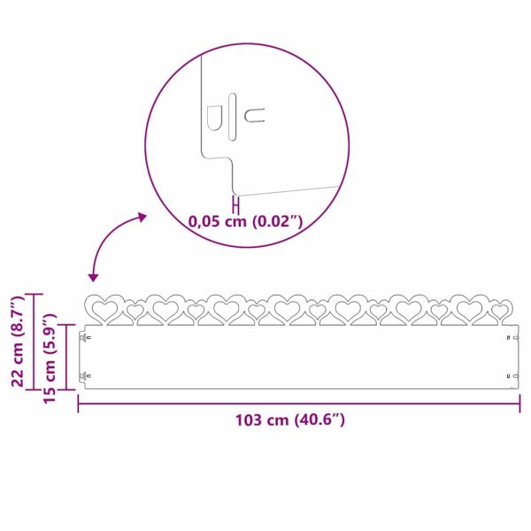 Ограничители за тревни площи 30 pcs Антрацит 103 x 0,05 x 22 см