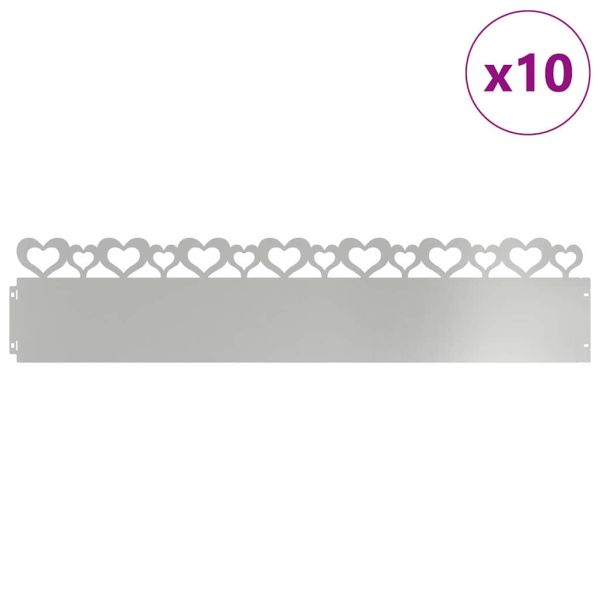 Ограничители за тревни площи 10 pcs Сребрист 103 x 0,05 x 22 см