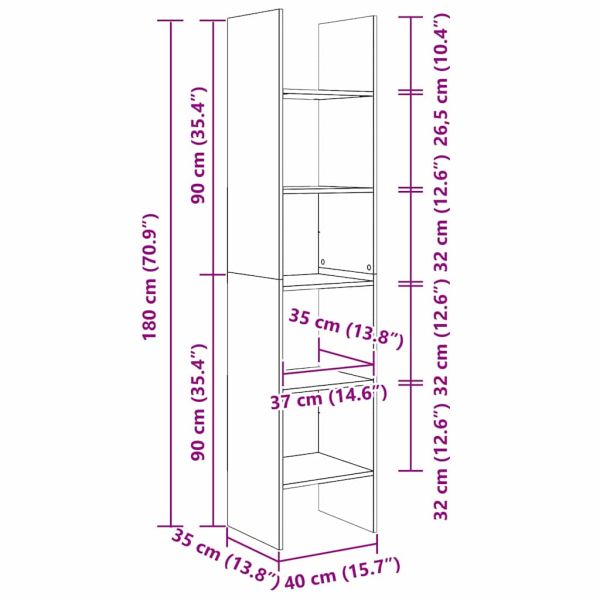 Шкаф за книги Черния дъб 40 x 35 x 180 см Инженерно дърво