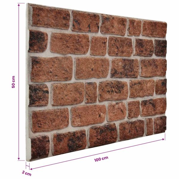 Стенни панели 10 pcs Кафяв кирпич 100 x 50 cm EPS пяна