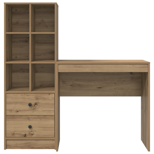 Бюро с чекмедже с рафт със съхранение 2 pcs Дъб