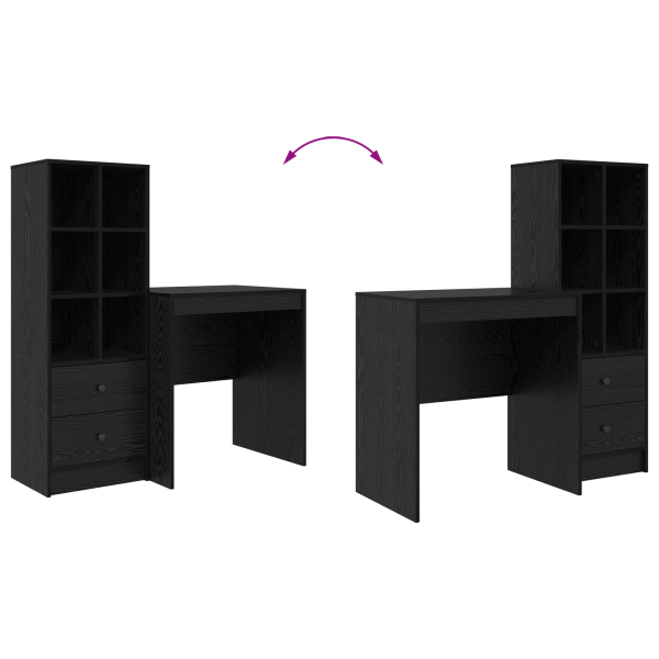 Бюро с чекмедже с рафт със съхранение 2 pcs Черния дъб