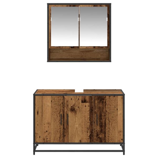 Комплект мебели за баня 2 pcs Старо дърво Инженерно дърво