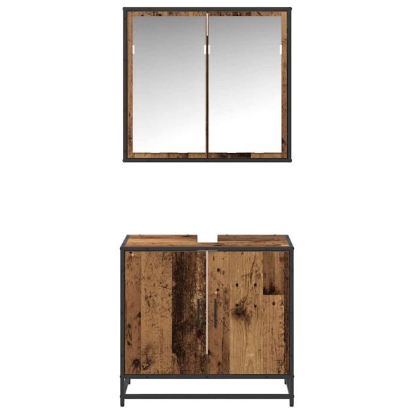 Комплект мебели за баня 2 pcs Старо дърво Инженерно дърво