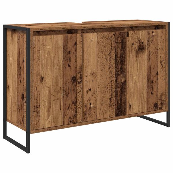 Комплект мебели за баня с чекмедже Старо дърво Инженерно дърво